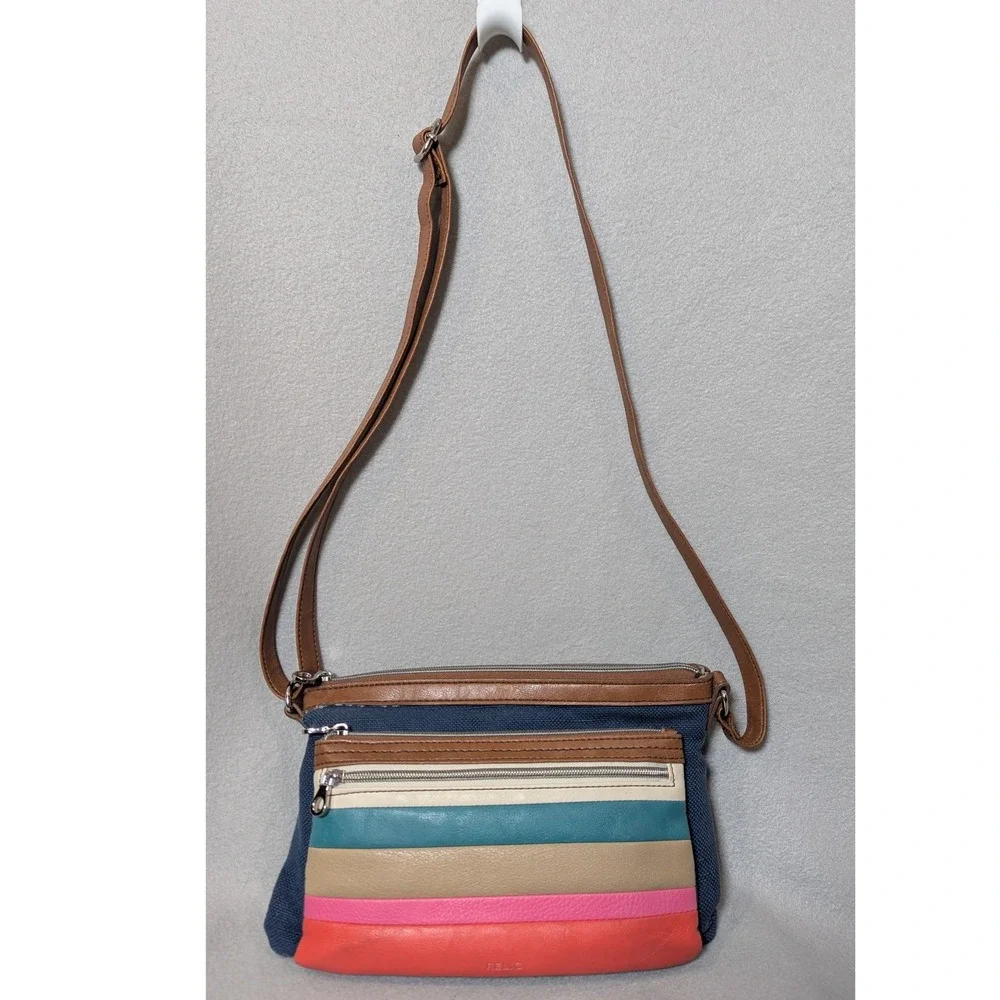 Relic Multi Color Stripe Denim Crossbody‎ Bag Shoulder Purse